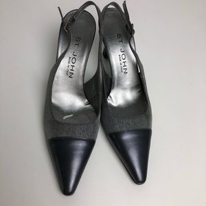 St.John cap toe leather slingback heels.